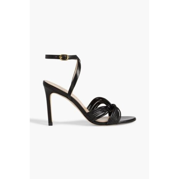 Stuart Weitzman Twist Sleek 95 Sandal in Black Leather - Picture 1 of 9